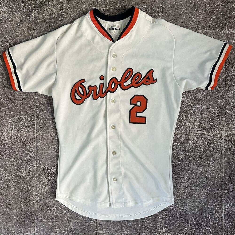 Men's Vintage 80's Medalist Sand Knit Baltimore Orioles Pro Cut Jersey Sz 38 (S)
